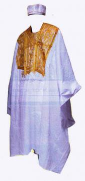 Embroidered White and Gold Grand Buba 